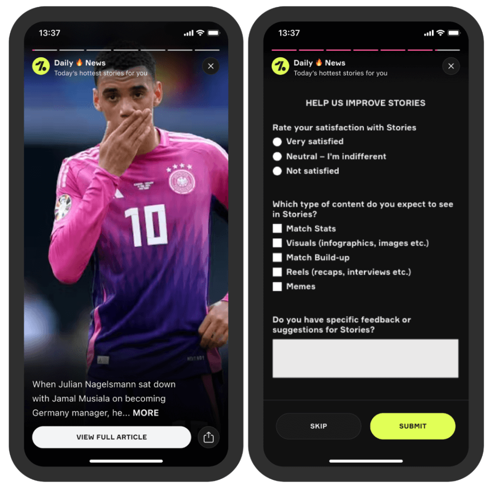 OneFootball app premium content