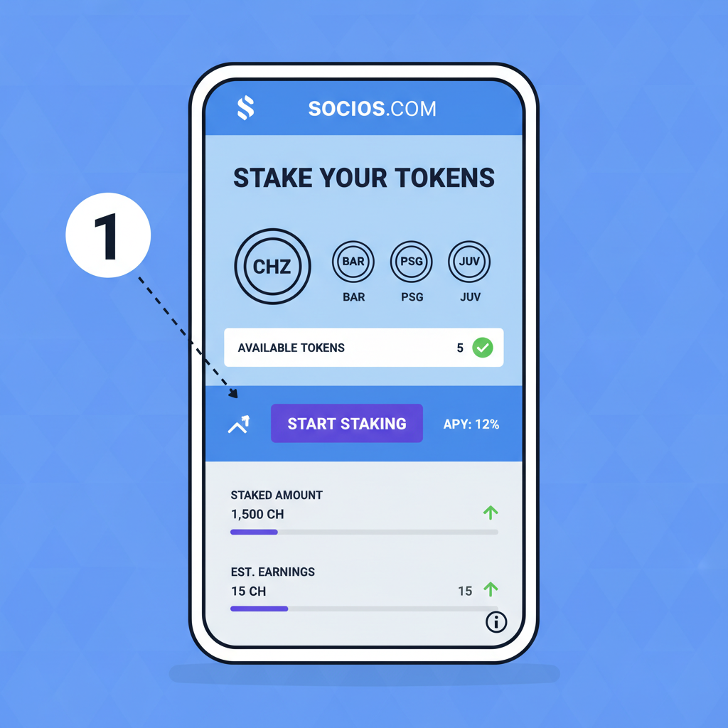 staking interface on Socios app with tokens